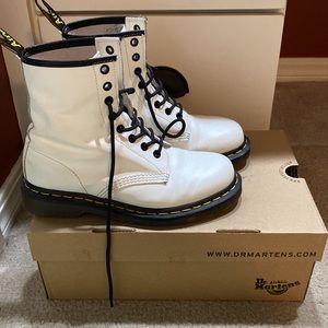 White Dr. Martins combat boots